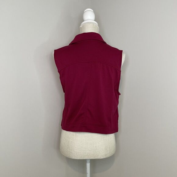 Torrid Moto Cropped Vest Full Zip Pockets Biker Jacket Beet Red Size 1 1X 14-16 - Picture 4 of 10